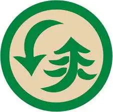Circular logo featuring green arrows and stylized tree design.